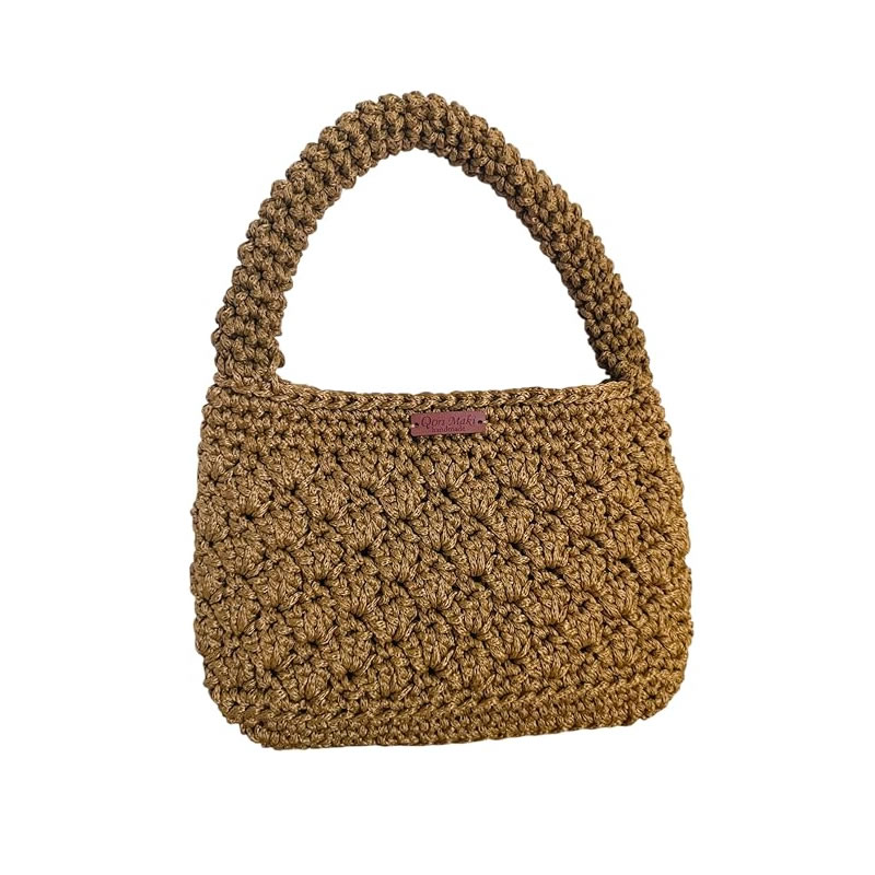 Bolsa de Crochê em fio náutico 1 Bolsa Clutch Baguete Bag Crochê de Mão Fio Náutico, Cor Mostarda