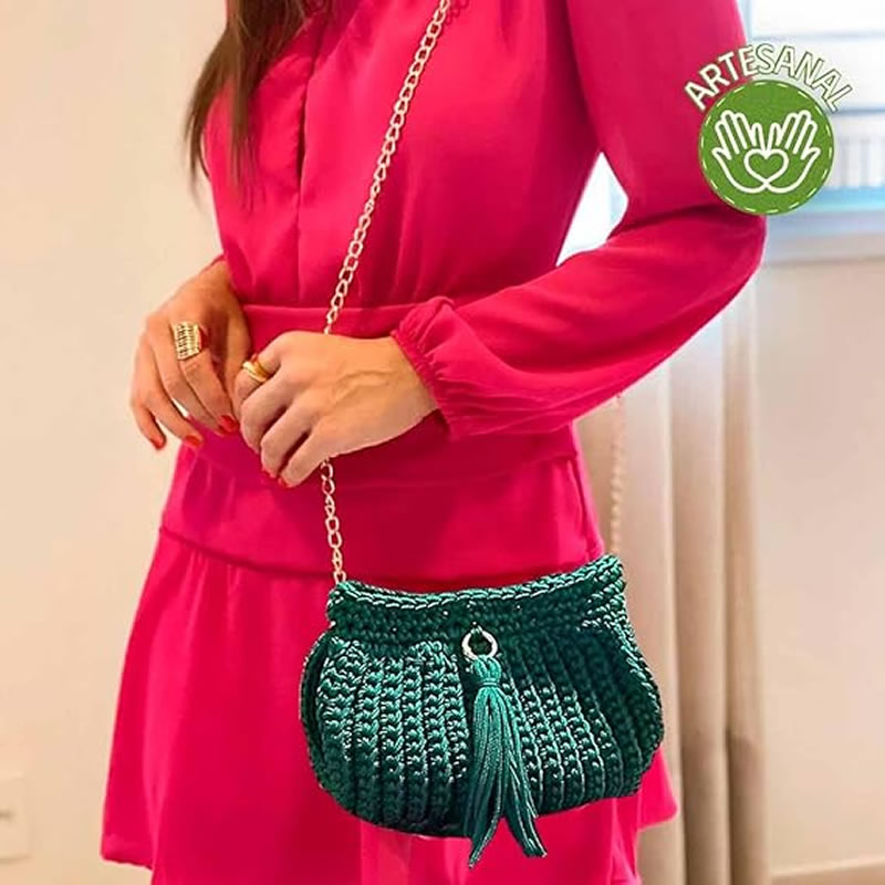 Bolsa de Crochê com Alça de mão e ombro 4 Bolsa de Crochê com Alça de mão e ombro - Imagem 4