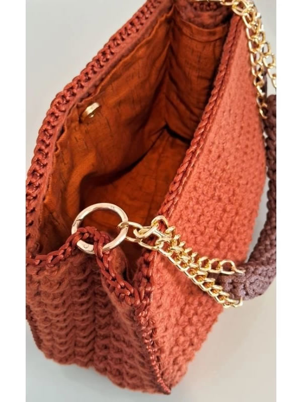 Bolsa de Crochê com Alça detalhes dourados 6 Bolsa de Crochê com Alça detalhes dourados - Imagem 6