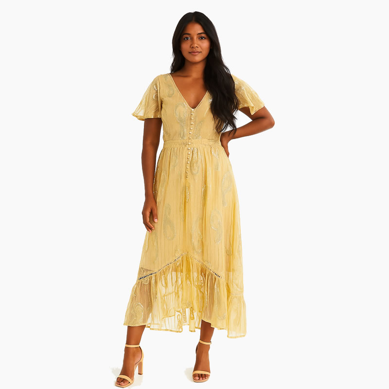 Vestido Indiano Amarelo 1 Vestido Indiano Amarelo