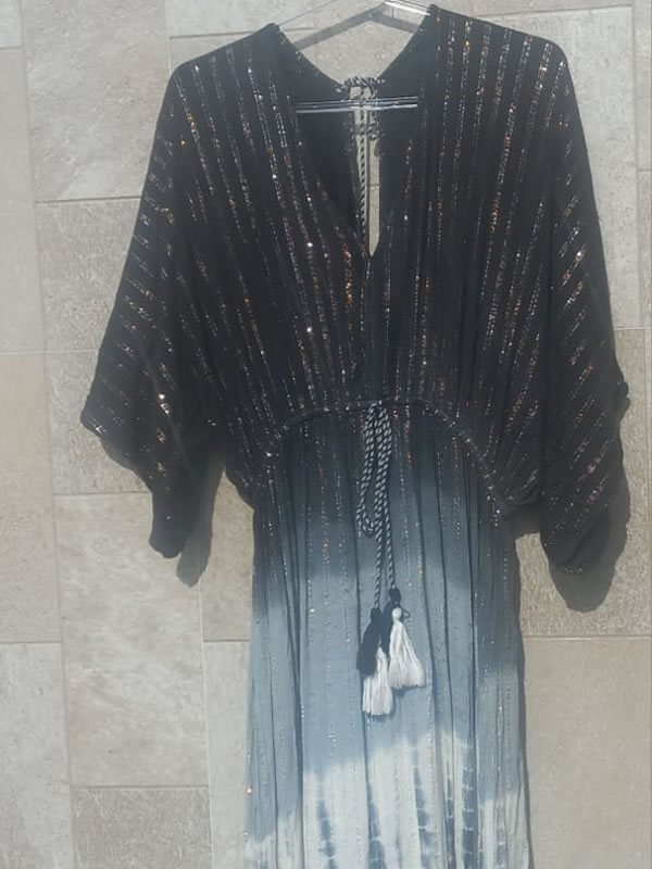 Vestido Indiano Preto, Cinza e Branco 7 Vestido Indiano Preto, Cinza e Branco - Imagem 7