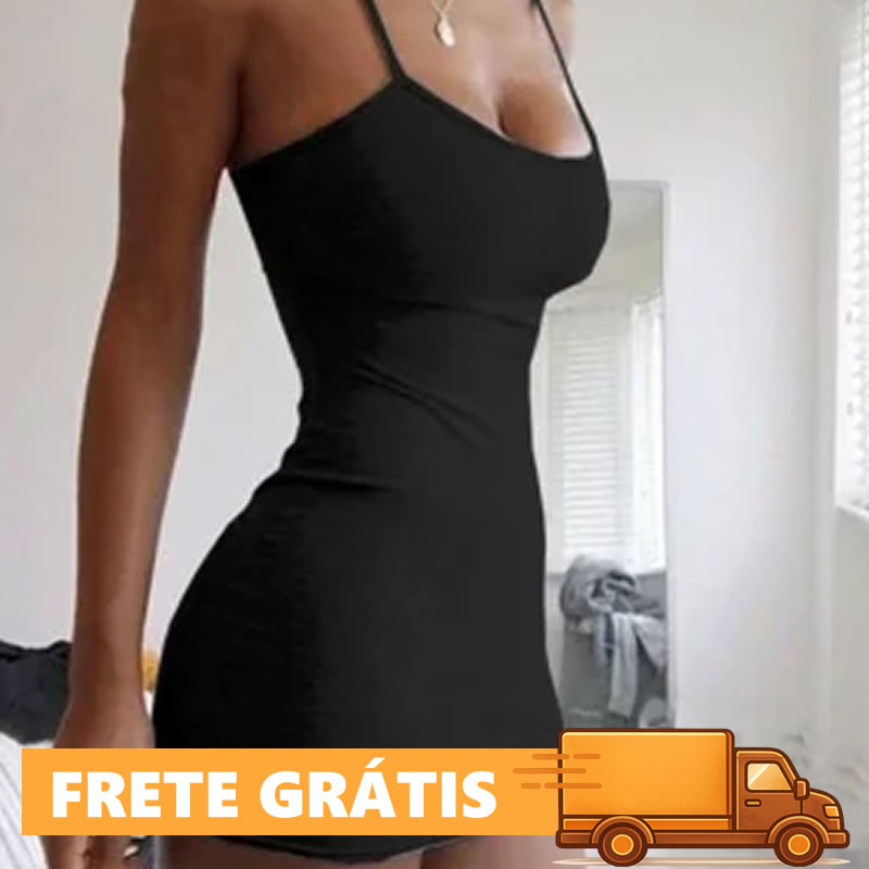 Vestido Mini de Alça Fina para o Verão 2026 Feminino Sexy Bodycon para Festas e Baladas Curto Camisola Preta Sólida Tipo Tubinho 1 Vestido Mini de Alça Fina para o Verão 2026 Feminino Sexy Bodycon para Festas e Baladas Curto Camisola Preta Sólida Tipo Tubinho