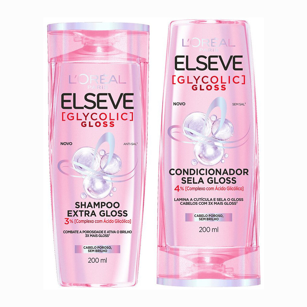 Kit Elseve L'Oréal Paris Glycolic Gloss Shampoo + Condicionador Reparação Capilar 3 Kit Elseve L'Oréal Paris Glycolic Gloss Shampoo + Condicionador Reparação Capilar - Imagem 3