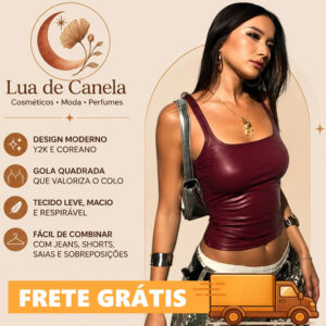 Top Cropped Feminino Regata Gola Quadrada Sem Costas Moda Coreana Y2K