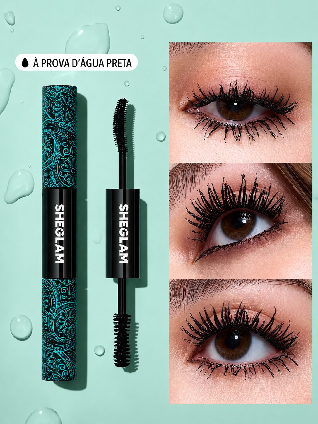 SHEGLAM RíMel All-In-One Volume & Length 2 Em 1 à Prova D'áGua Volumizing Dual-Ended Brush Alongamento Curvatura Grosso 4 SHEGLAM RíMel All-In-One Volume & Length 2 Em 1 à Prova D'áGua Volumizing Dual-Ended Brush Alongamento Curvatura Grosso - Imagem 4