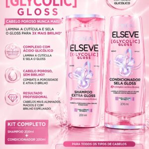 Kit Elseve L'Oréal Paris Glycolic Gloss Shampoo + Condicionador Reparação Capilar
