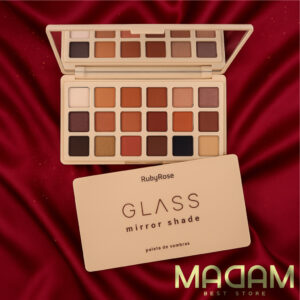 Paleta Sombras Ruby Rose Glass Mirror Shade 18 Cores Alta Pigmentação Fixação Make Profissional