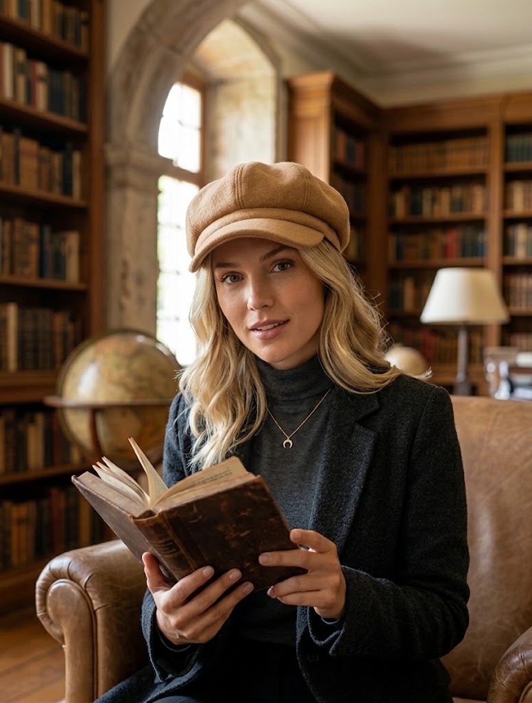 Boina Clássica Feminina em Feltro Bege 8 Gomos Newsboy Cap 6 Boina Clássica Feminina em Feltro Bege 8 Gomos Newsboy Cap - Imagem 6