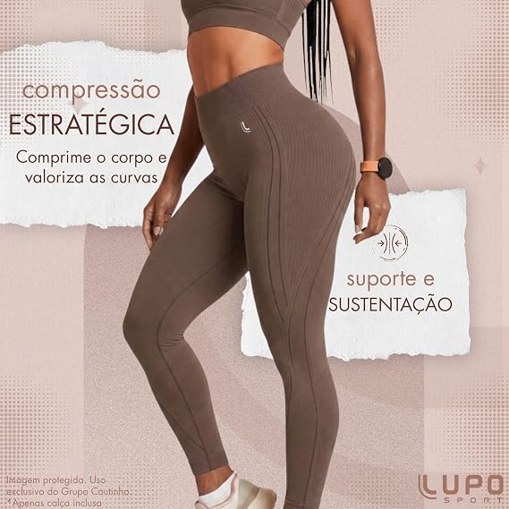 Calça Legging Lupo Fitness Feminina Poliamida Texturizada Castanho 3 Calça Legging Lupo Fitness Feminina Poliamida Texturizada Castanho - Imagem 3