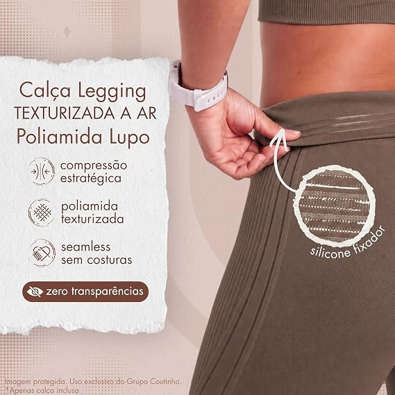 Calça Legging Lupo Fitness Feminina Poliamida Texturizada Castanho 4 Calça Legging Lupo Fitness Feminina Poliamida Texturizada Castanho - Imagem 4