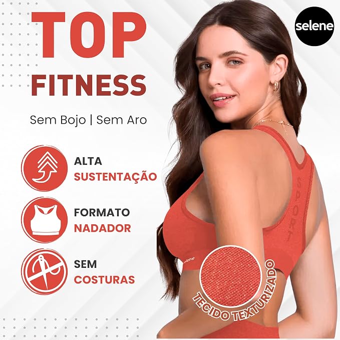Top Fitness Selene Academia Sport Alta Sustentação Coral Mescla 6 Top Fitness Selene Academia Sport Alta Sustentação Coral Mescla - Imagem 6