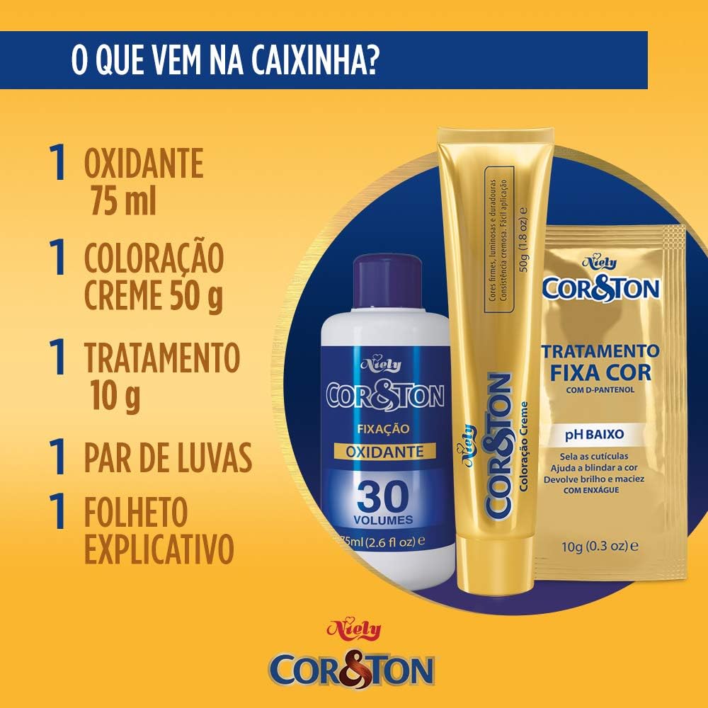 Kit Tintura Cor & Ton 7.66 Vermelho Intenso 180g Niely 5 Kit Tintura Cor & Ton 7.66 Vermelho Intenso 180g Niely - Imagem 5