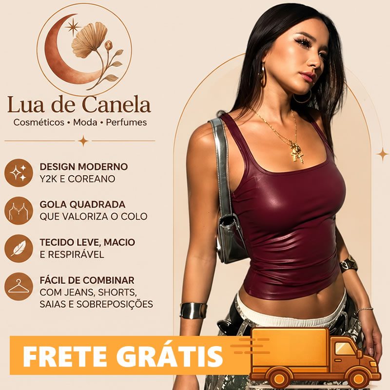 Top Cropped Feminino Regata Gola Quadrada Sem Costas Moda Coreana Y2K