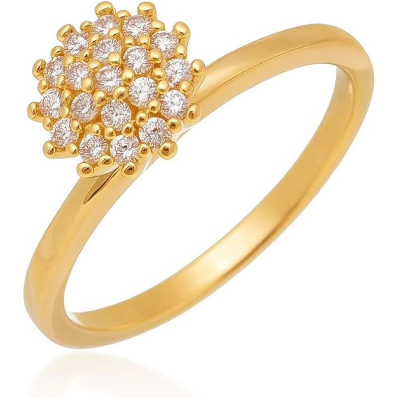 Anel Solitário Debutante 15 Anos ouro 18k banhado chuveirinho