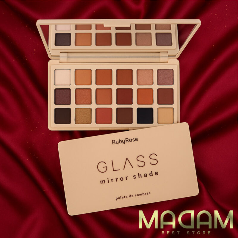 Paleta Sombras Ruby Rose Glass Mirror Shade 18 Cores Alta Pigmentação Fixação Make Profissional